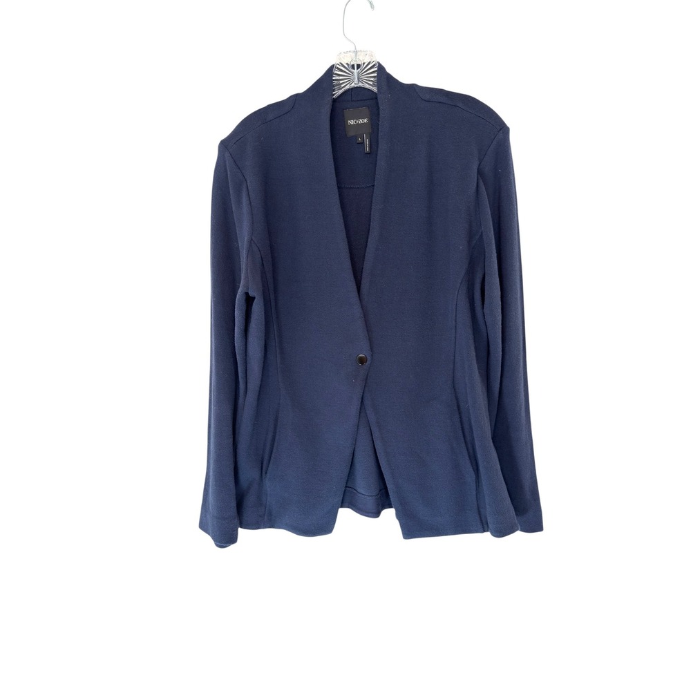 Nic+Zoe Sweater Blazer Navy Blue‎ V-Neck Soft Cozy Office Career Work Large